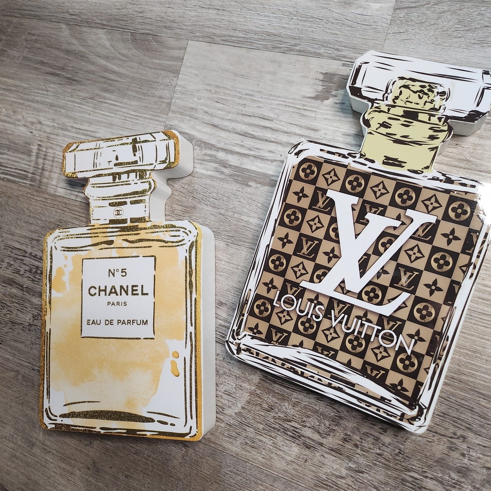 Chanel No. 5 & Louis Vuitton Eau de Parfum Decorative Shelf Decor Pieces